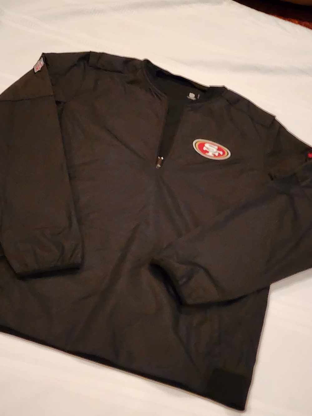 NFL San Francisco 49ers Black Windbreaker with Red & Gold Logo